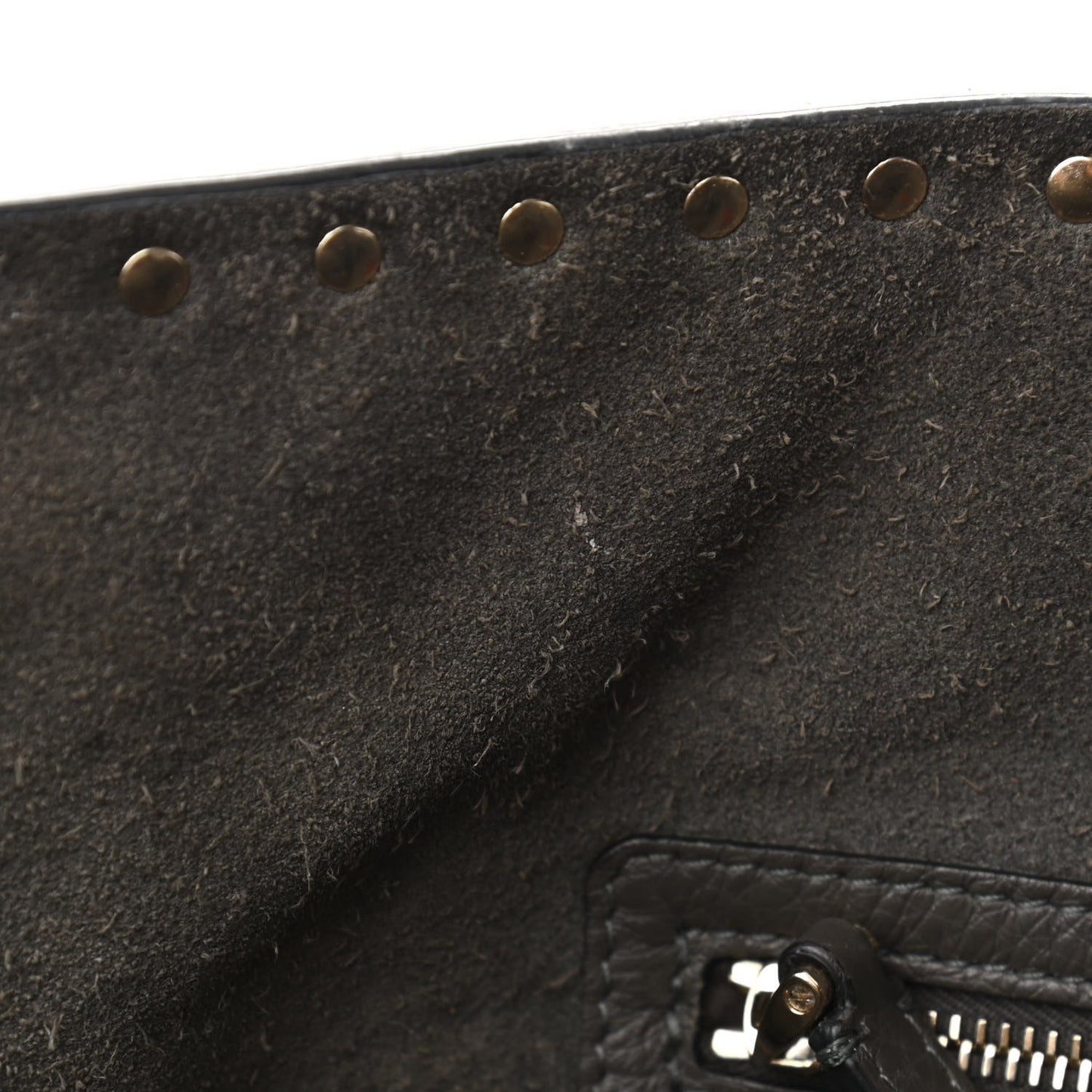 Grained Calfskin Rockstud Shoulder Tote Graphite
