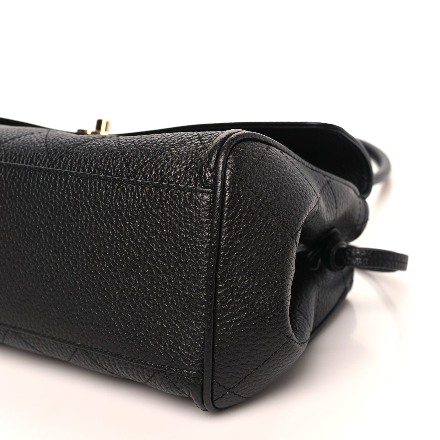 Grained Calfskin Stitched Urban Essentials Small Shopping Bag Black