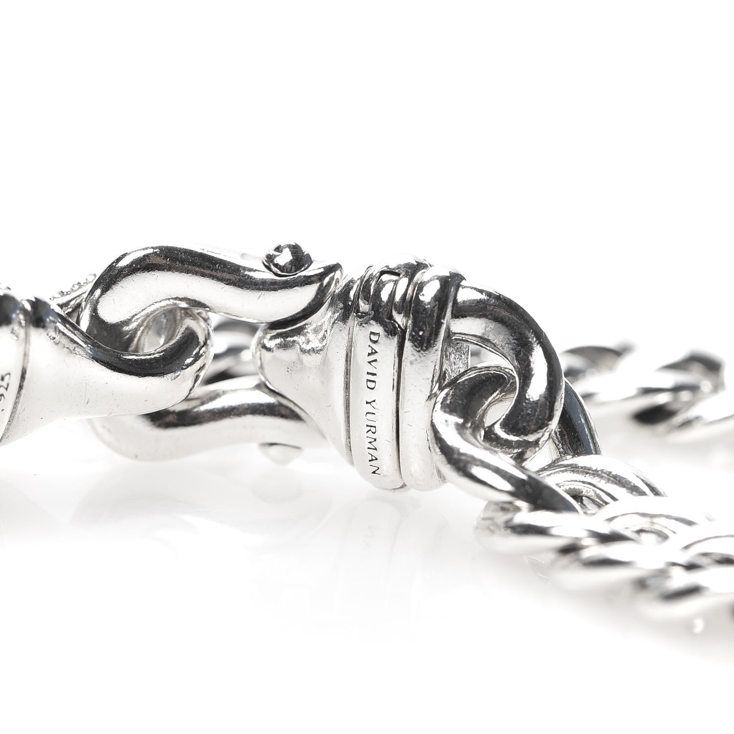David Yurman Sterling Silver Diamond Buckle Chain Necklace 4 of 7