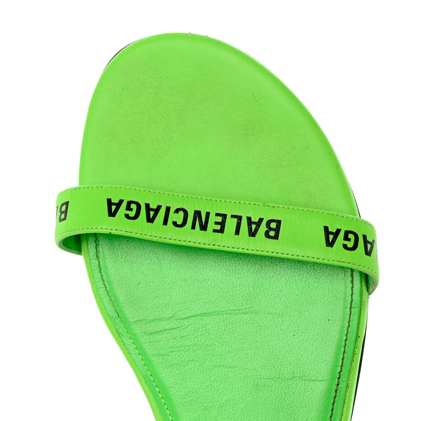 Calfskin Allover Logo Flat Sandals 41 Fluo Green Black