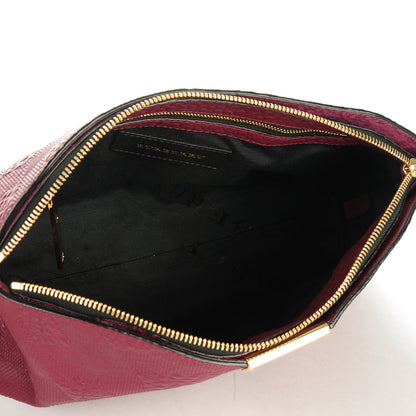 Burberry Signature Grain Calfskin Check Embossed Small Chichester Crossbody Clutch Bag Mahogany Red 5 of 10