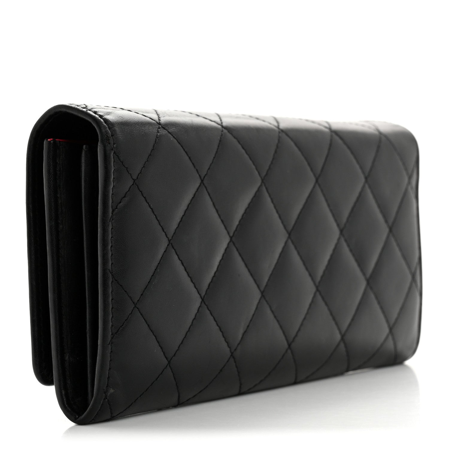 Chanel Calfskin Quilted Cambon Long Double Wallet Black 3 of 13