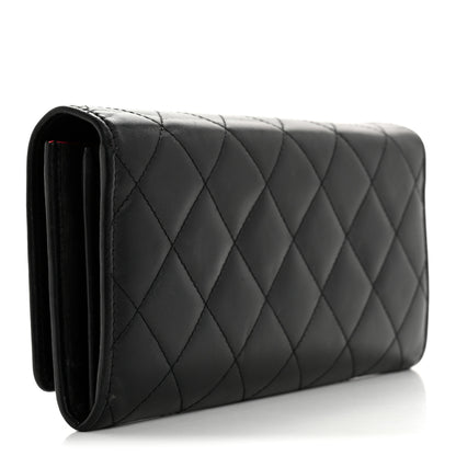 Chanel Calfskin Quilted Cambon Long Double Wallet Black 3 of 13