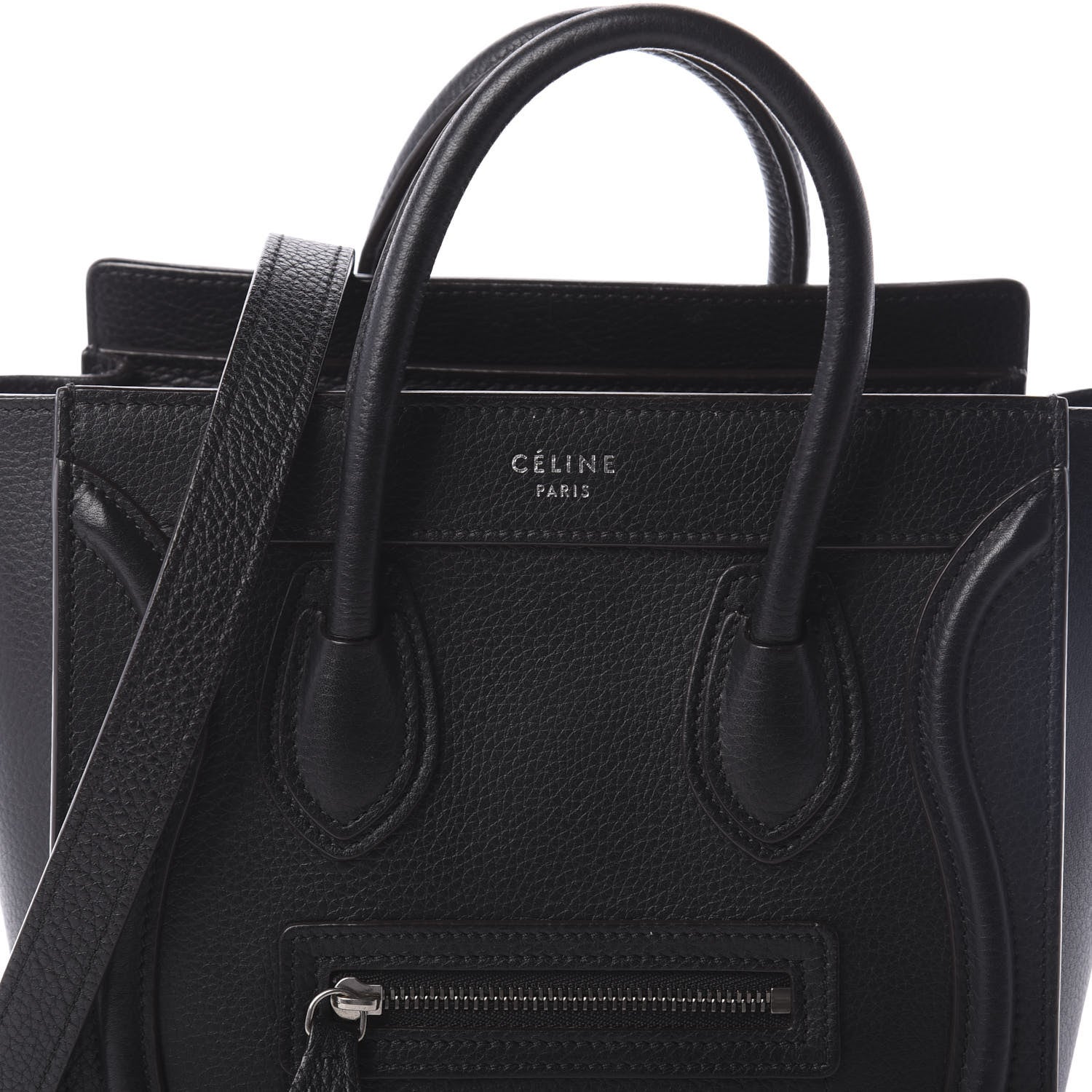 Celine Drummed Calfskin Nano Luggage Black 8 of 10