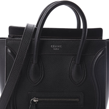 Celine Drummed Calfskin Nano Luggage Black 8 of 10