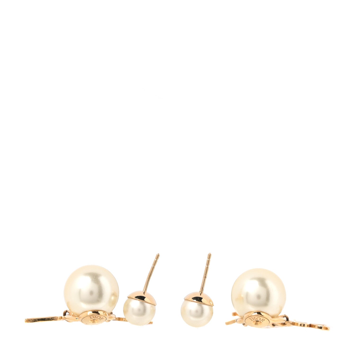 Christian Dior Pearl Crystal Tribal Logo Charms Earrings Gold 3 of 4