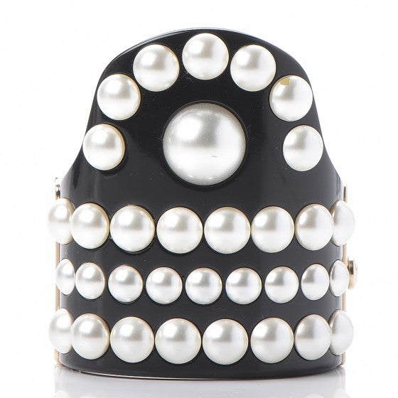Chanel Resin Pearl CC Cuff Black 3 of 5