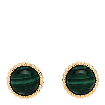 Van Cleef & Arpels 18K Yellow Gold Malachite Perlee Couleurs Earrings 1 of 5