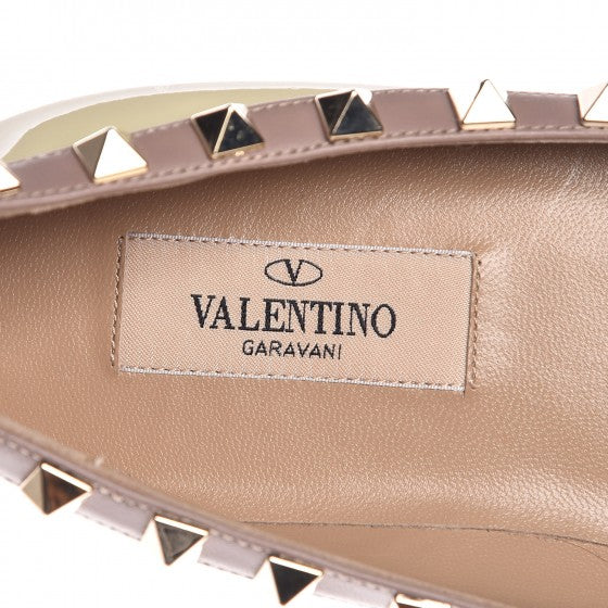 Patent Rockstud Ballerina Flats 36 Ivory Poudre