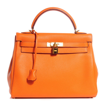 Hermes Taurillon Clemence Kelly Retourne 32 Orange 1 of 25