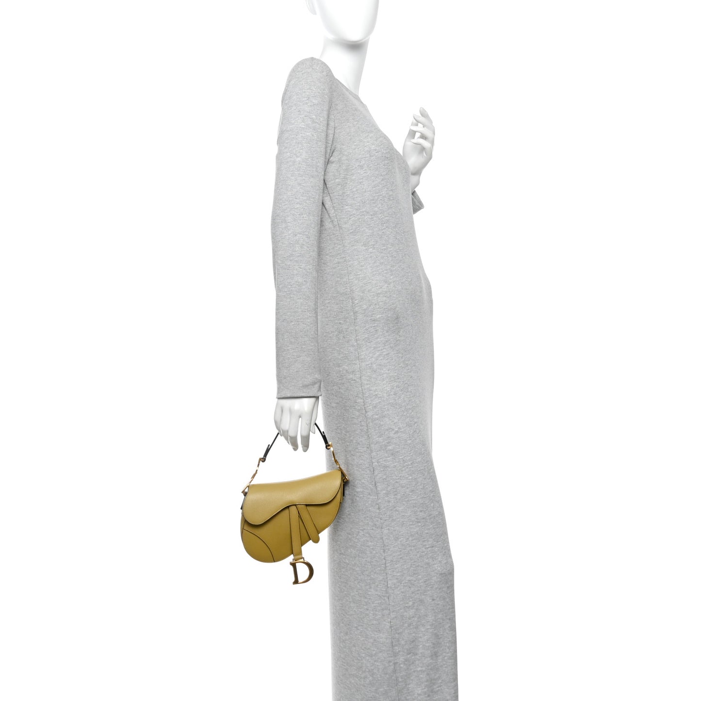 Grained Calfskin Mini Saddle Bag Beige