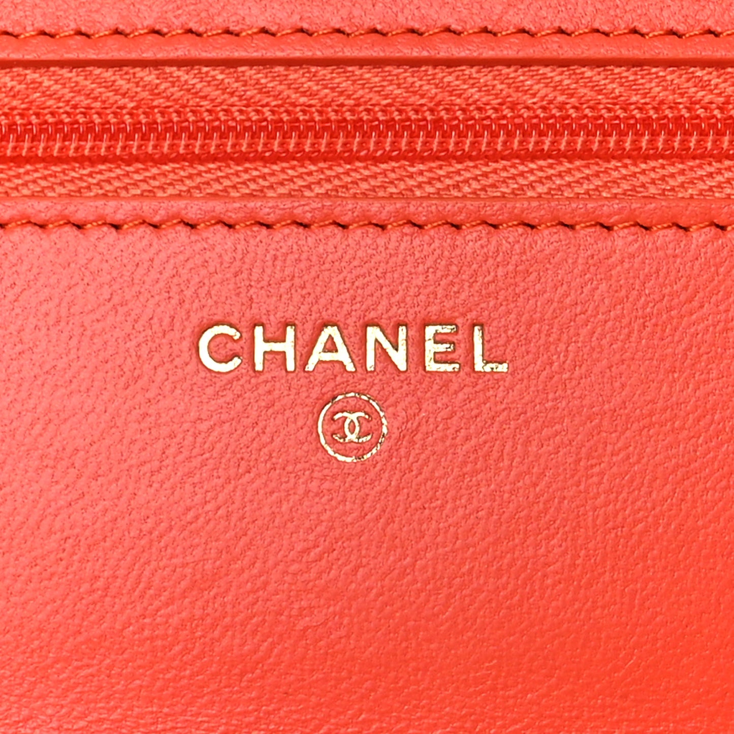 Lambskin Quilted Wallet on Chain WOC Orange