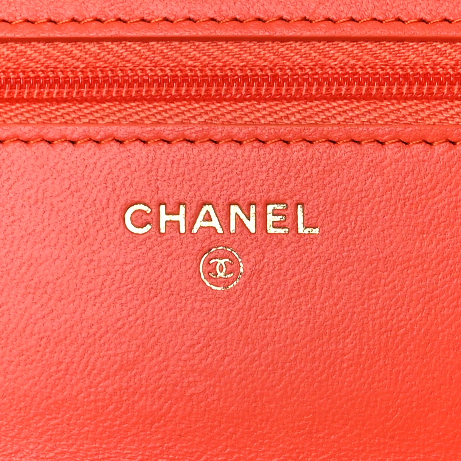 Chanel Lambskin Quilted Wallet on Chain WOC Orange 6 of 10