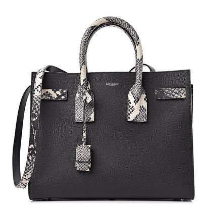 Saint Laurent Grained Calfskin Embossed Python Small Sac De Jour Black 1 of 10