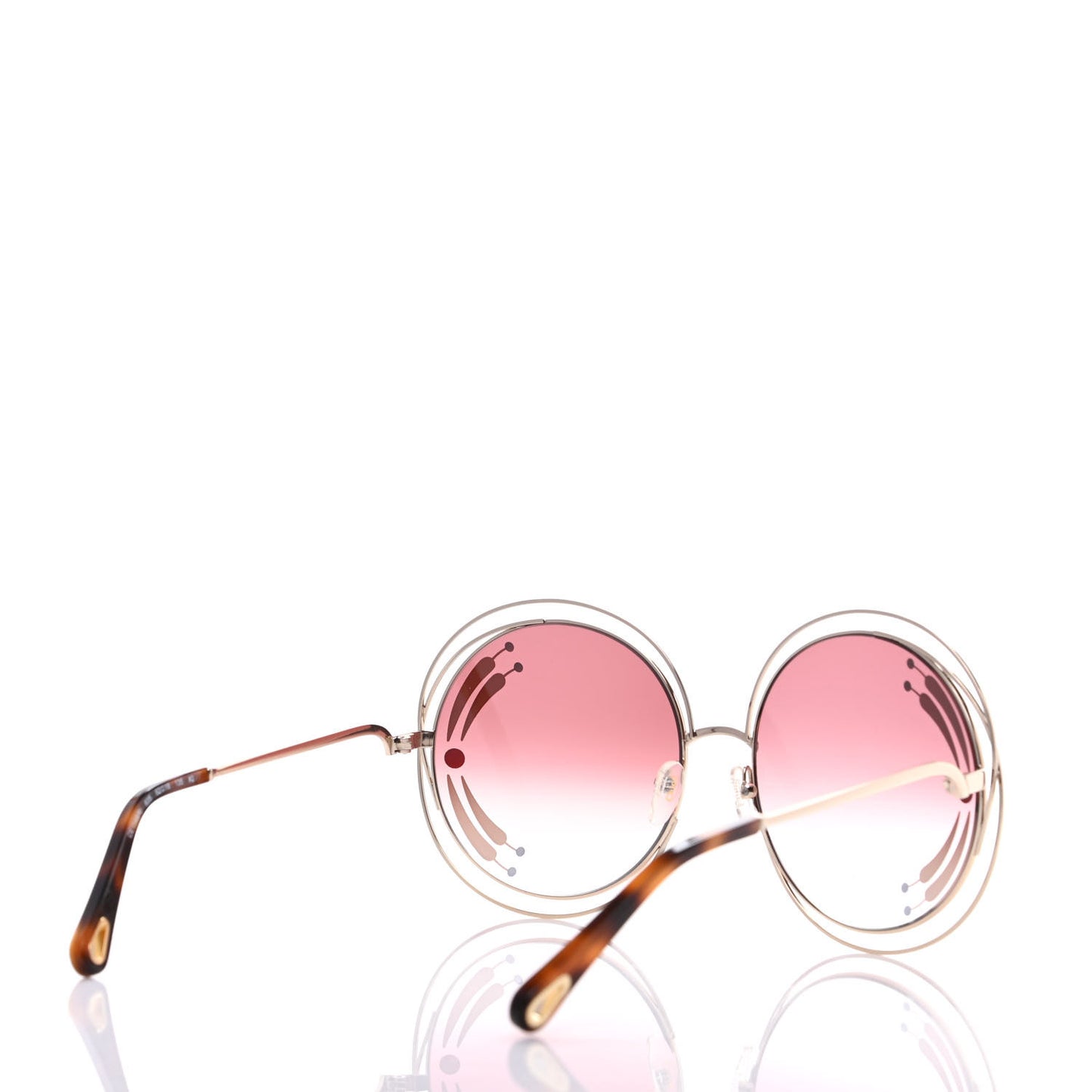 Oversize Round Carlina Sunglasses CE114SRI Gold Gradient Burgundy