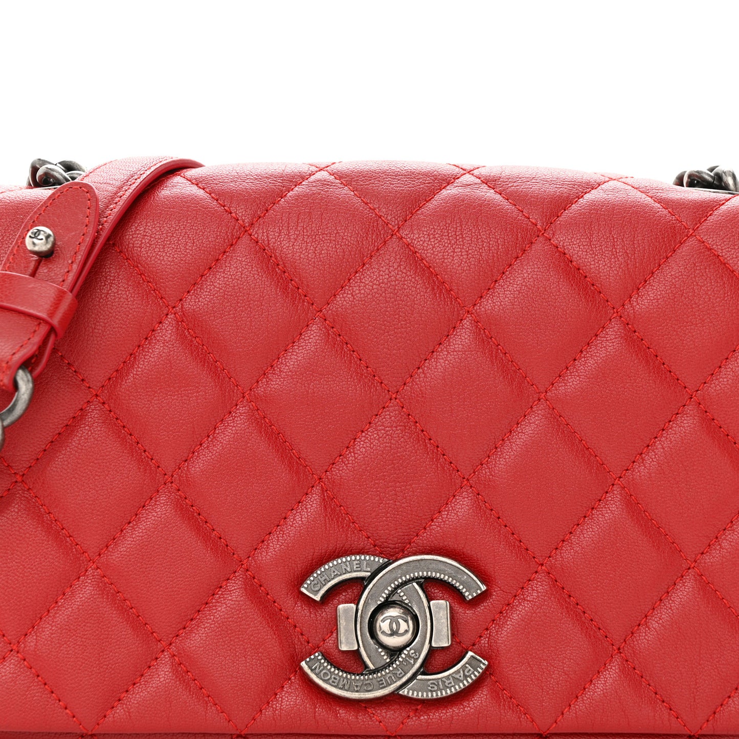 Goatskin Quilted Medium City Rock Flap Red