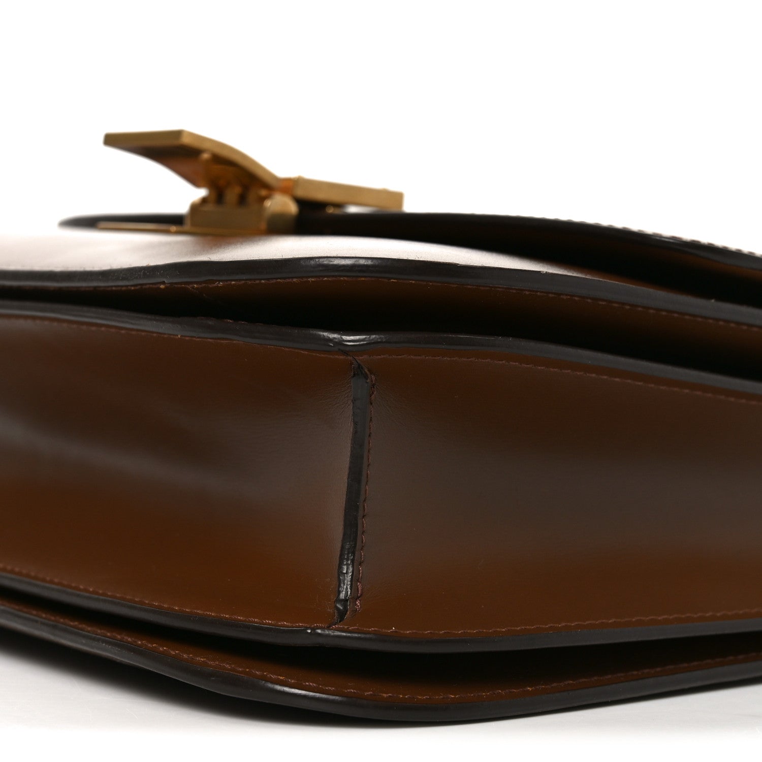 美品 OLD CELINE ダークブラウン Celine Supple Grained Calfskin Medium Nino Chestnut 1800878