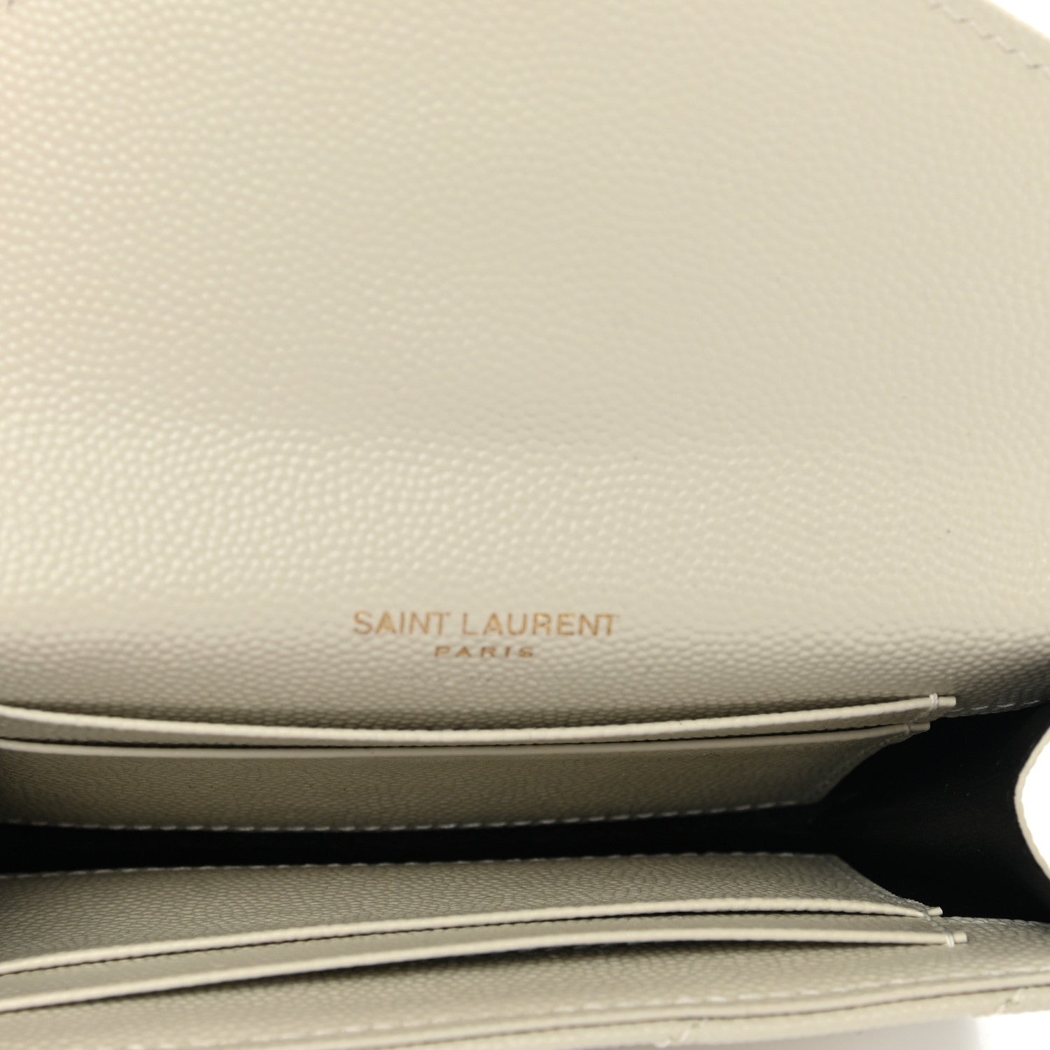Saint Laurent Grain De Poudre Matelasse Chevron Small Monogram Envelope Wallet Crema Soft 5 of 8