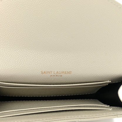 Saint Laurent Grain De Poudre Matelasse Chevron Small Monogram Envelope Wallet Crema Soft 5 of 8
