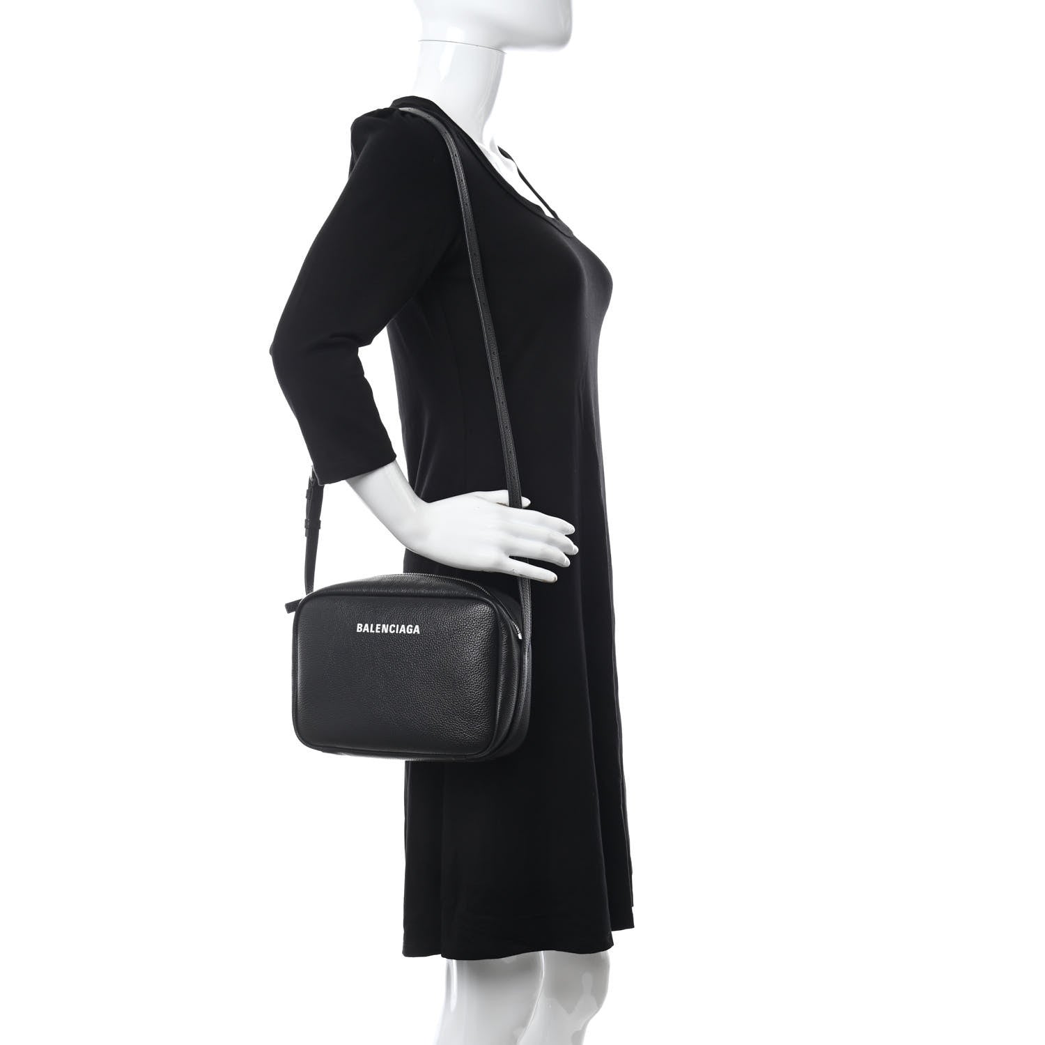 Balenciaga Calfskin Logo M Everyday Camera Bag Black 2 of 10