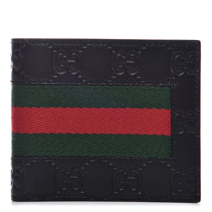 Gucci Guccissima Signature Web New Web Bi-Fold Wallet Black 1 of 7