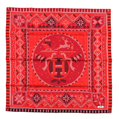 Hermes Silk Au Coin Du Feu Scarf 90 Rouge Bordeaux Black 1 of 3