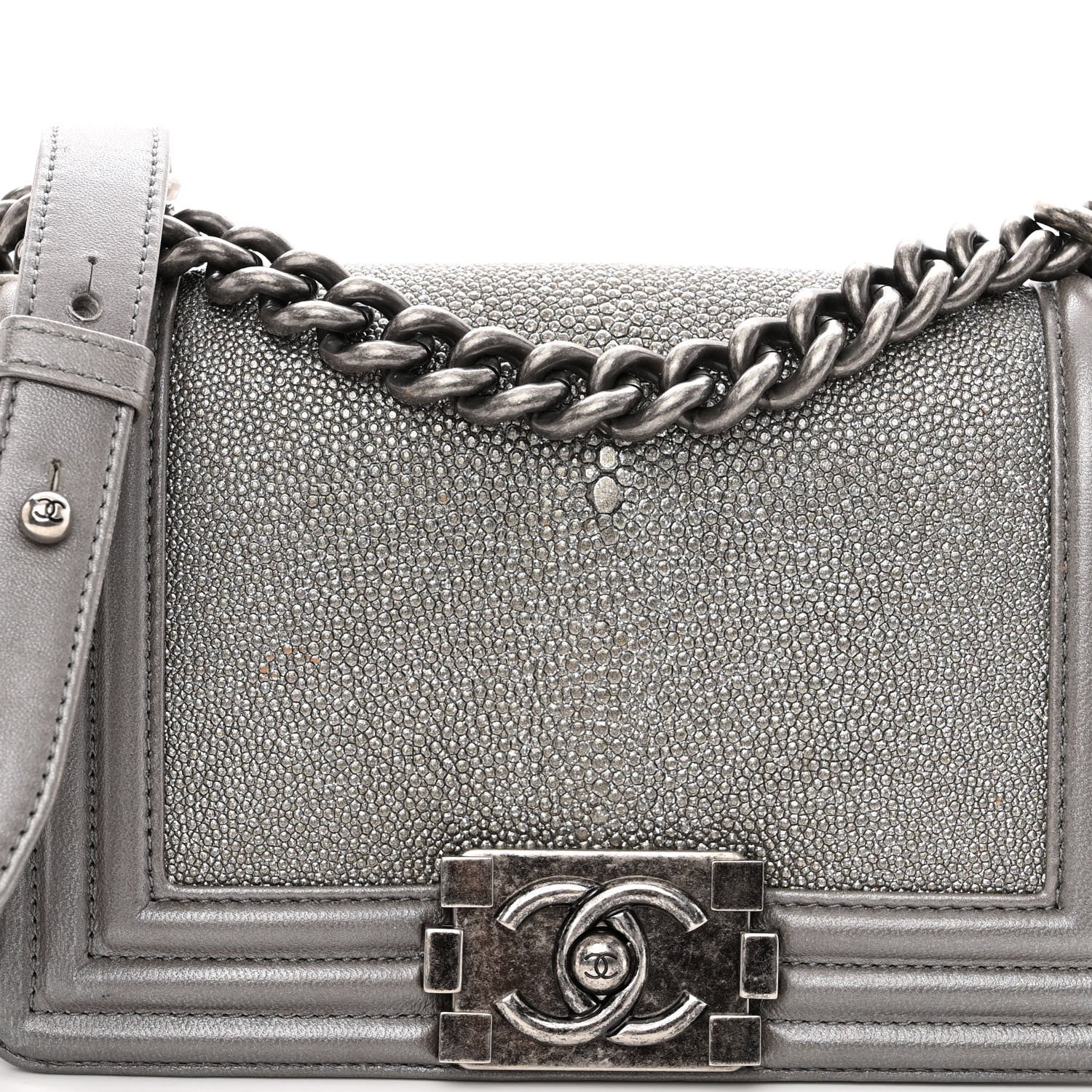 Chanel Galuchat Stingray Small Boy Flap Silver 8 of 11
