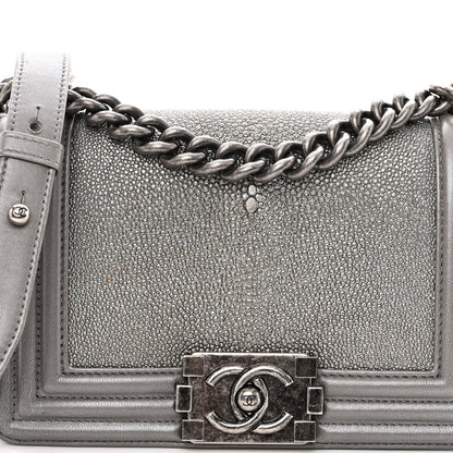 Chanel Galuchat Stingray Small Boy Flap Silver 8 of 11