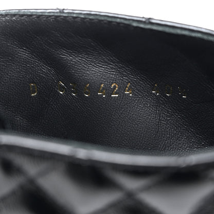 Chanel Shiny Calfskin Quilted Lace Up Combat Boots 40.5 Black 7 of 9