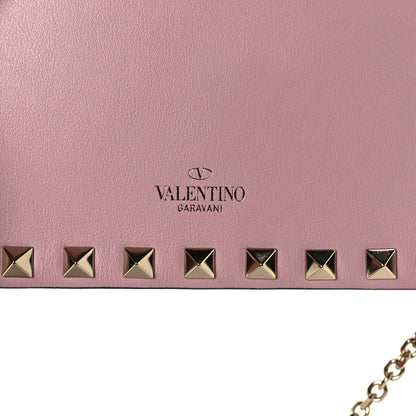 Valentino Garavani Calfskin Rockstud Wallet On Chain Water Rose 6 of 8