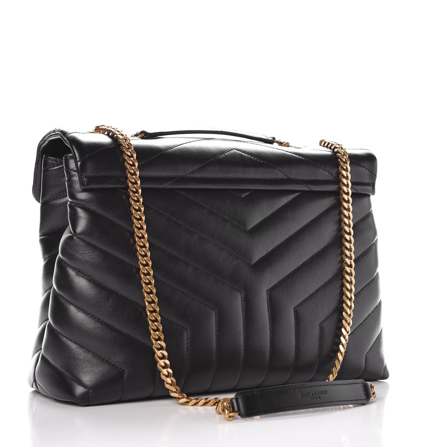 Calfskin Y Quilted Monogram Medium Loulou Chain Satchel Black