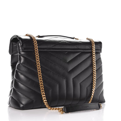 Saint Laurent Calfskin Y Quilted Monogram Medium Loulou Chain Satchel Black 3 of 10