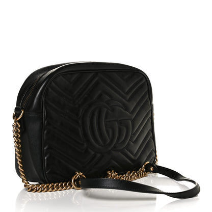 Gucci Calfskin Matelasse Medium GG Marmont Chain Shoulder Bag Black 4 of 27