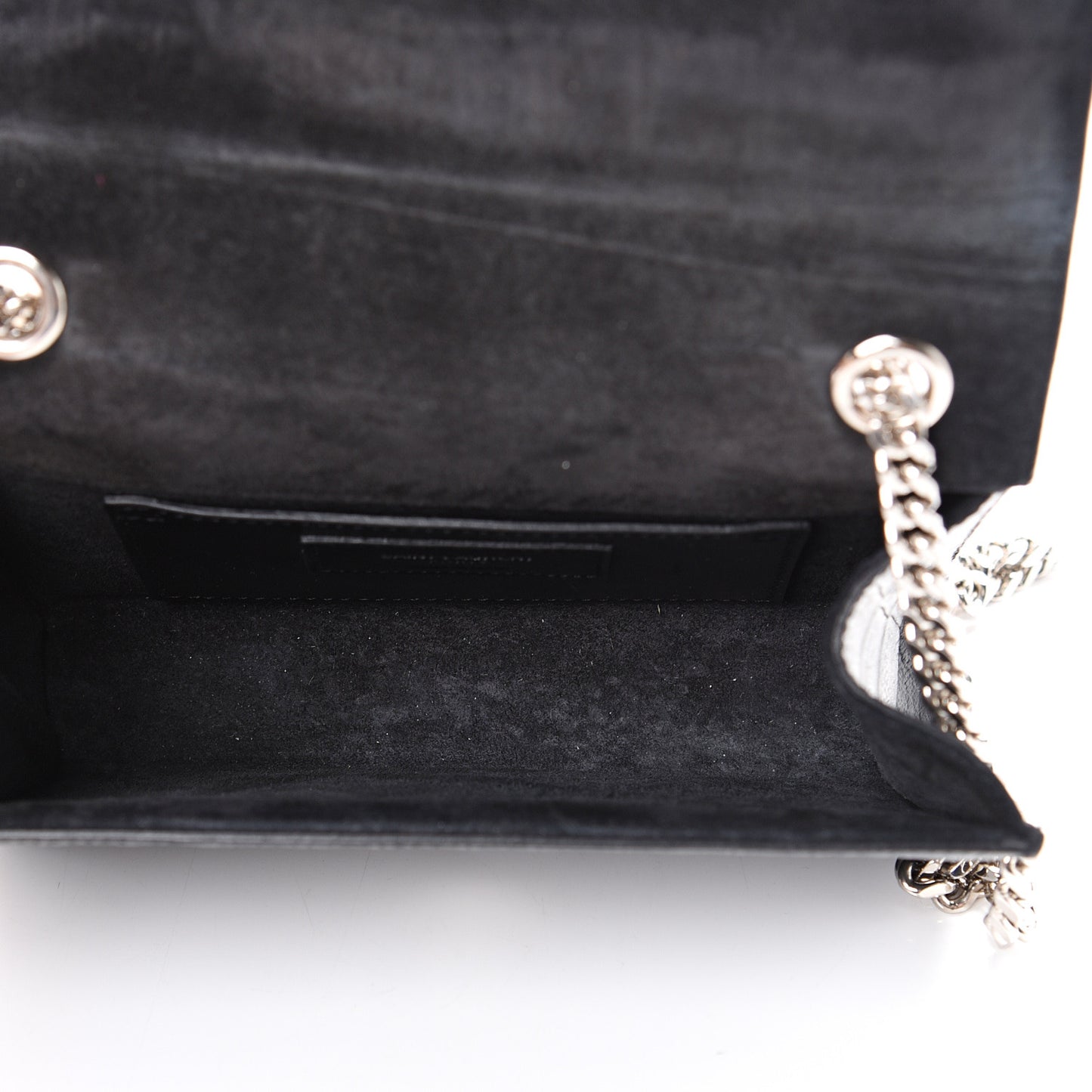 Calfskin Crocodile Embossed Monogram Small Kate Tassel Satchel Black