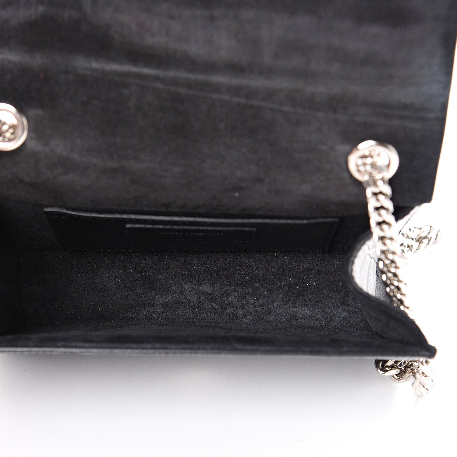 Saint Laurent Calfskin Crocodile Embossed Monogram Small Kate Tassel Satchel Black 4 of 11