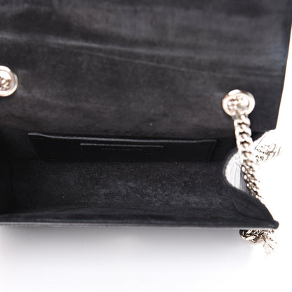 Saint Laurent Calfskin Crocodile Embossed Monogram Small Kate Tassel Satchel Black 4 of 11