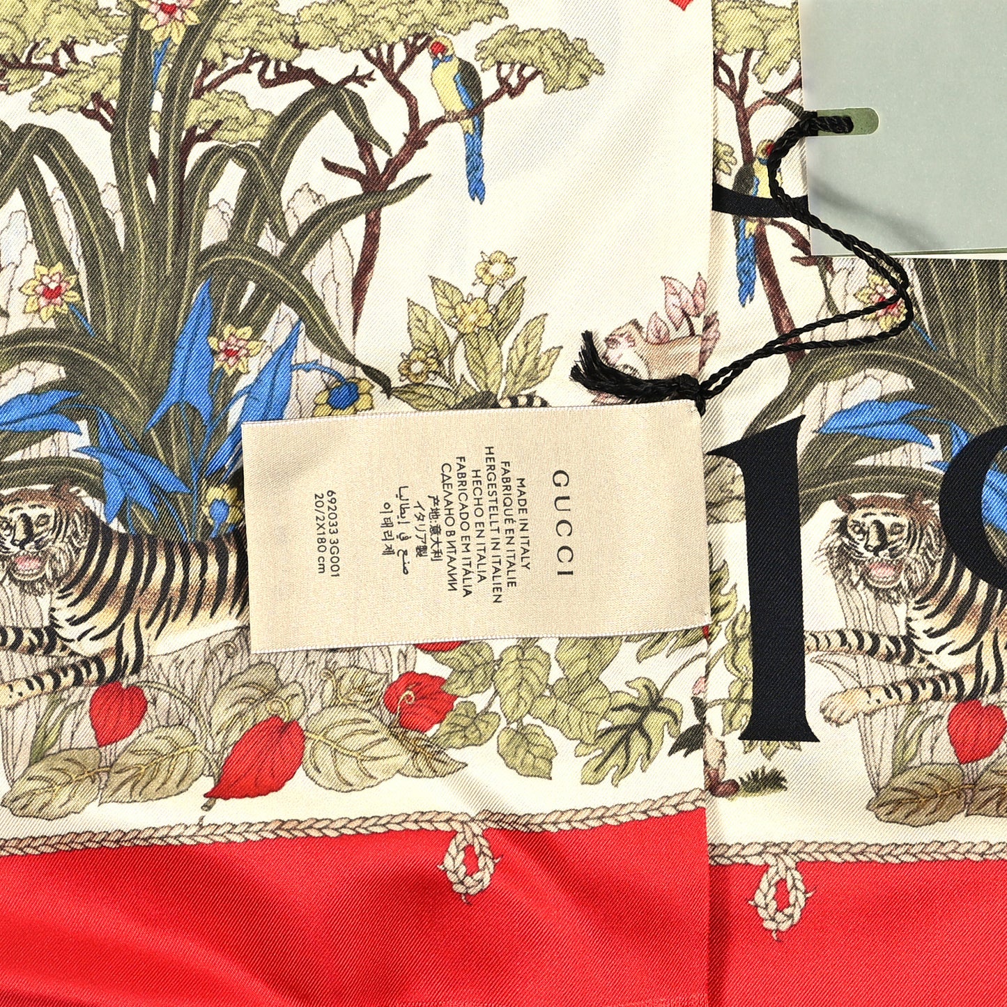 Silk Twill Lady Savanero Scarf Red Beige
