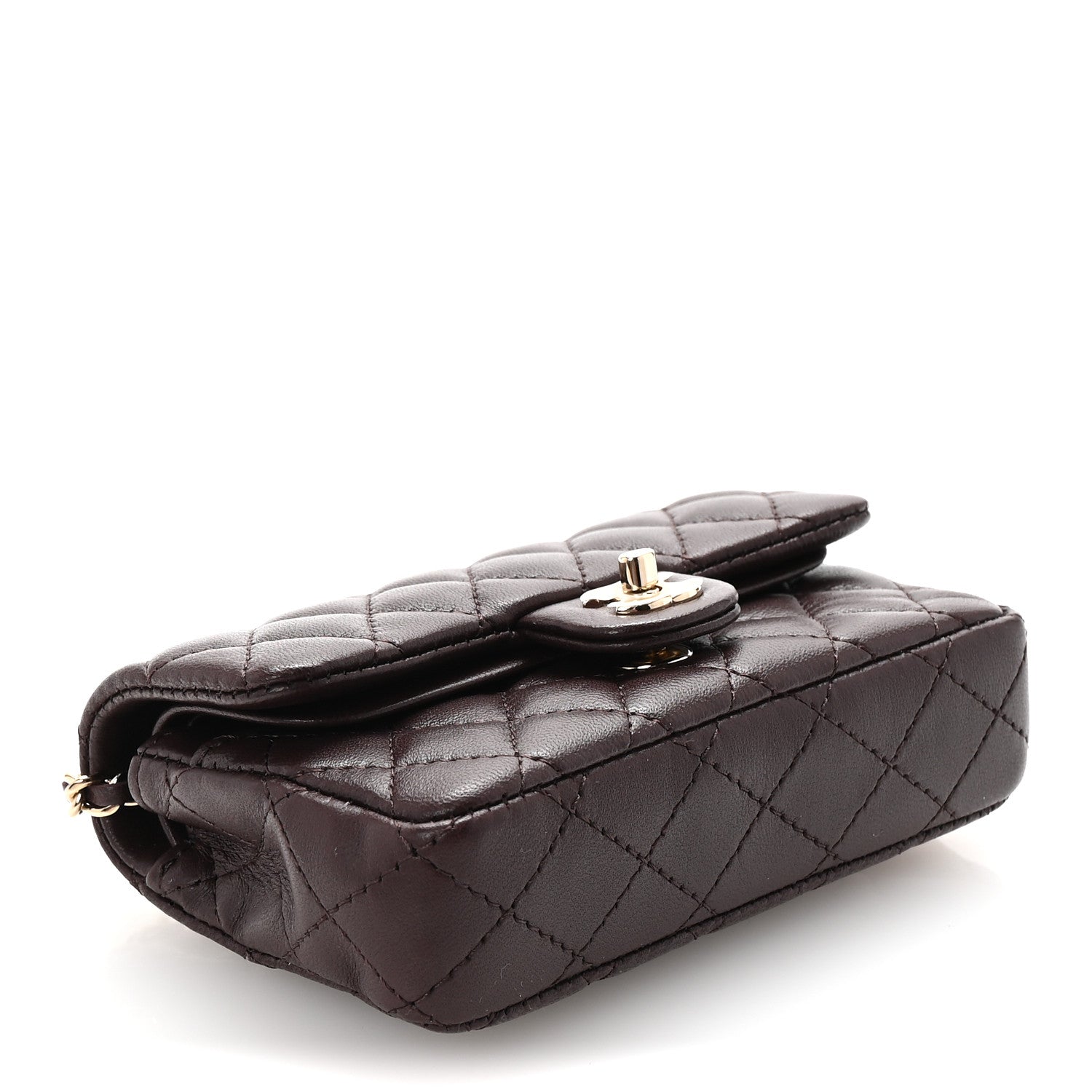 Chanel Lambskin Quilted Mini Flap Bag Charm With Hook Dark Brown 4 of 8