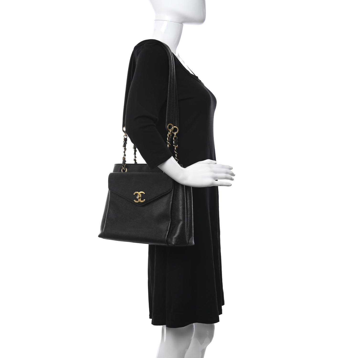 Chanel Caviar CC Shopper Tote Black 2 of 10