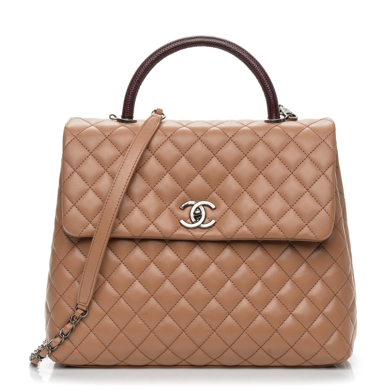 Chanel Caviar Lizard Quilted Large Coco Handle Flap Beige 1 of 7