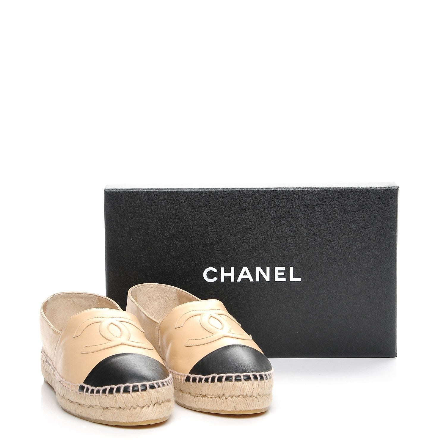 Chanel Lambskin CC Espadrilles 39 Beige Black 9 of 9