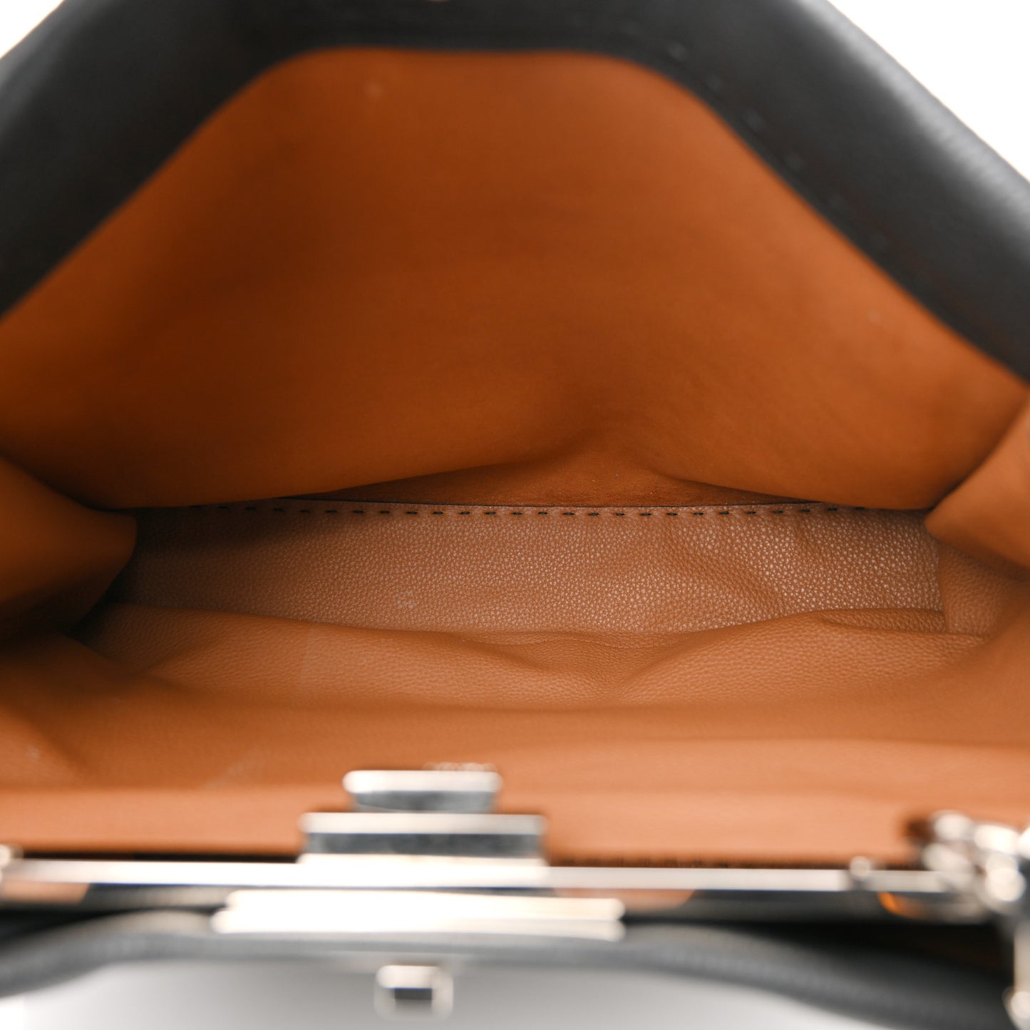 Cuoio Romano Selleria Bi-Color Large Peekaboo Iconic Satchel Black Mou