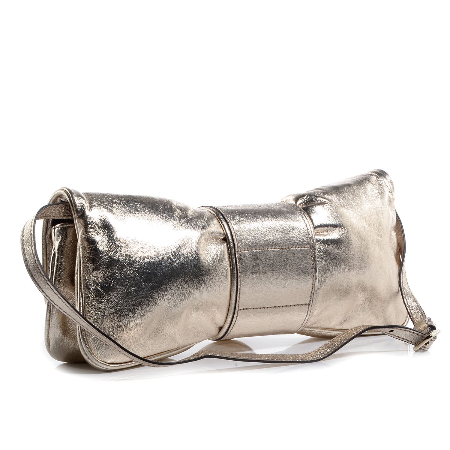 Gucci Leather Papillon Crest Evening Bag Metallic Gold 3 of 7