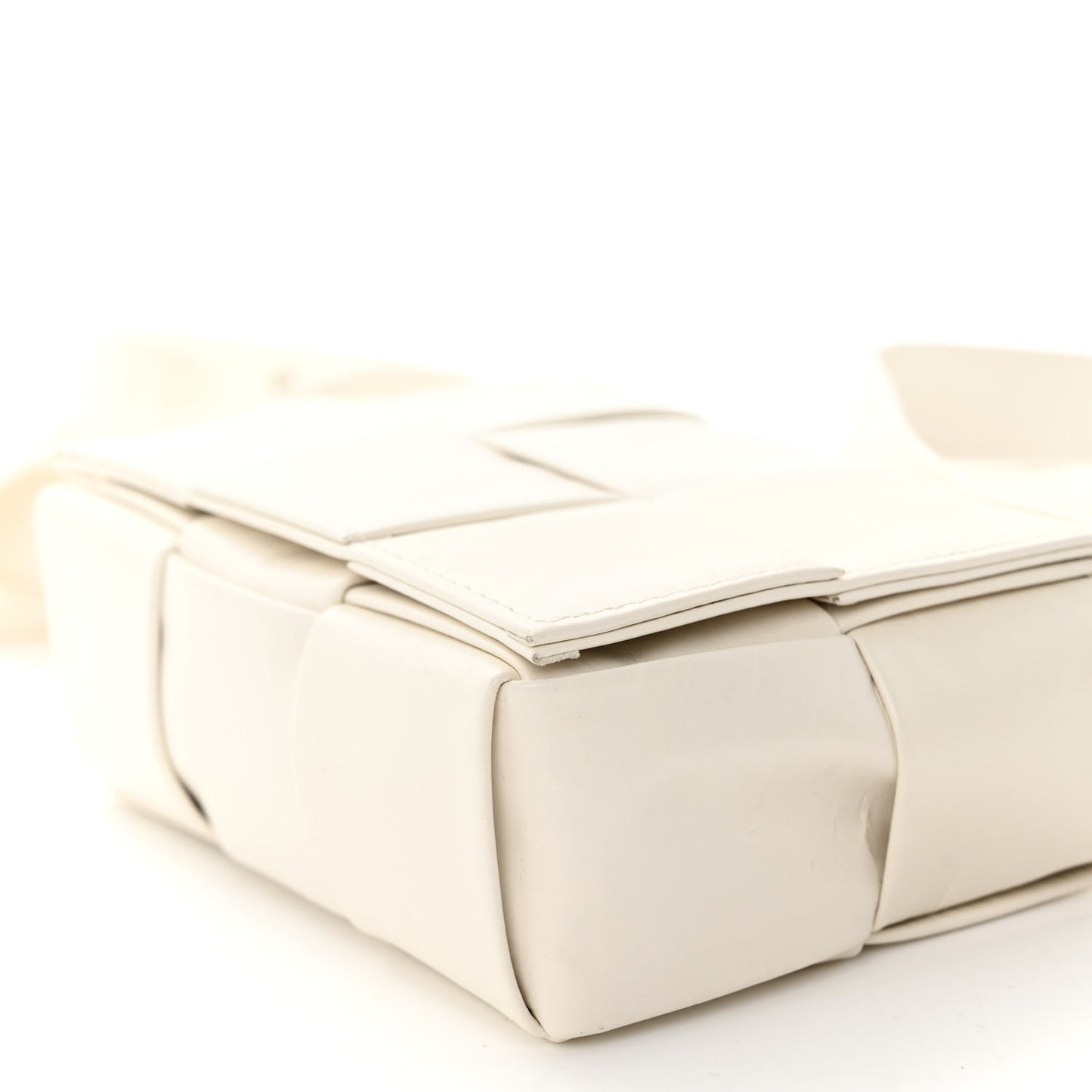 Lambskin Maxi Intrecciato Extra Mini Cassette Crossbody Bag White
