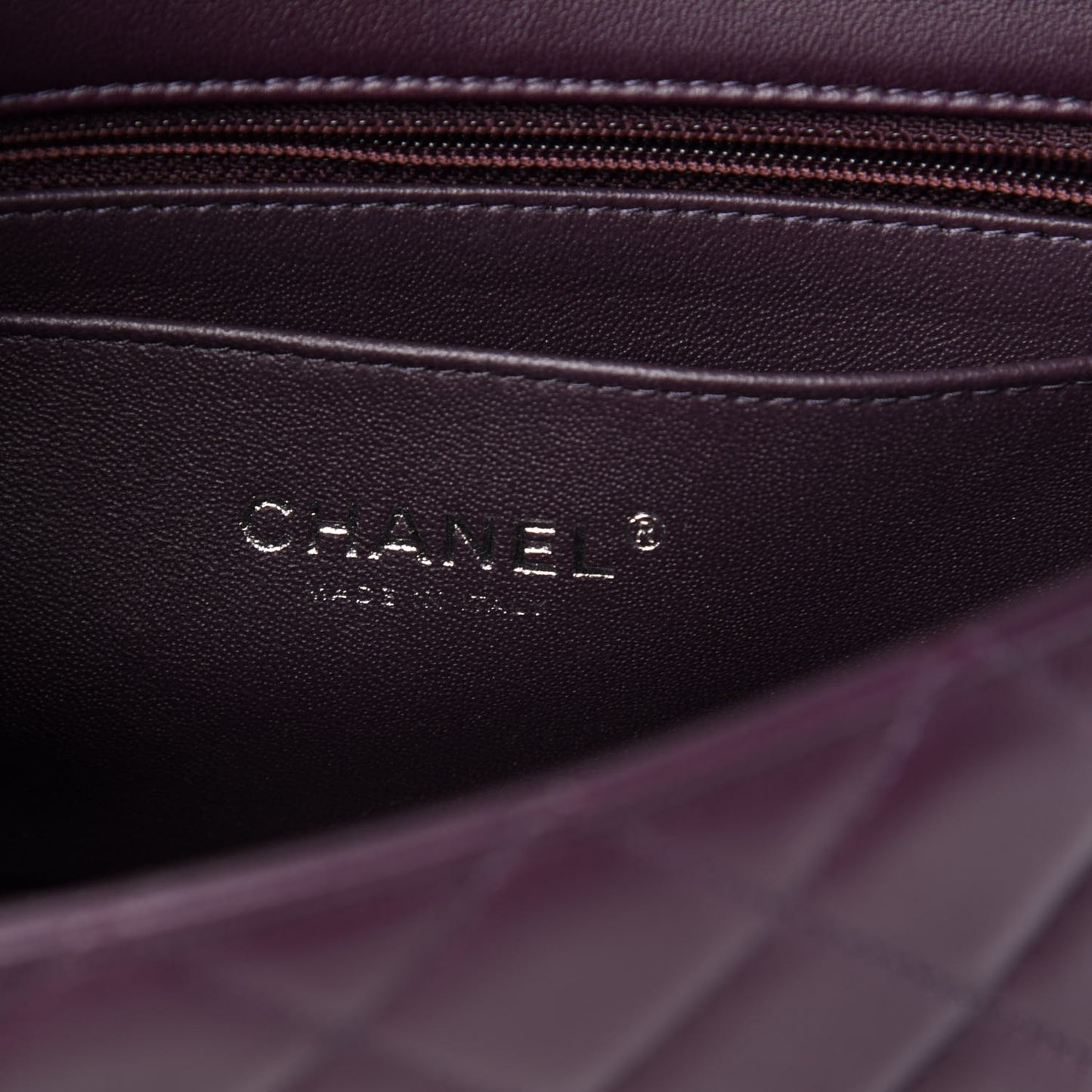 Lambskin Quilted Mini Rectangular Flap Dark Purple