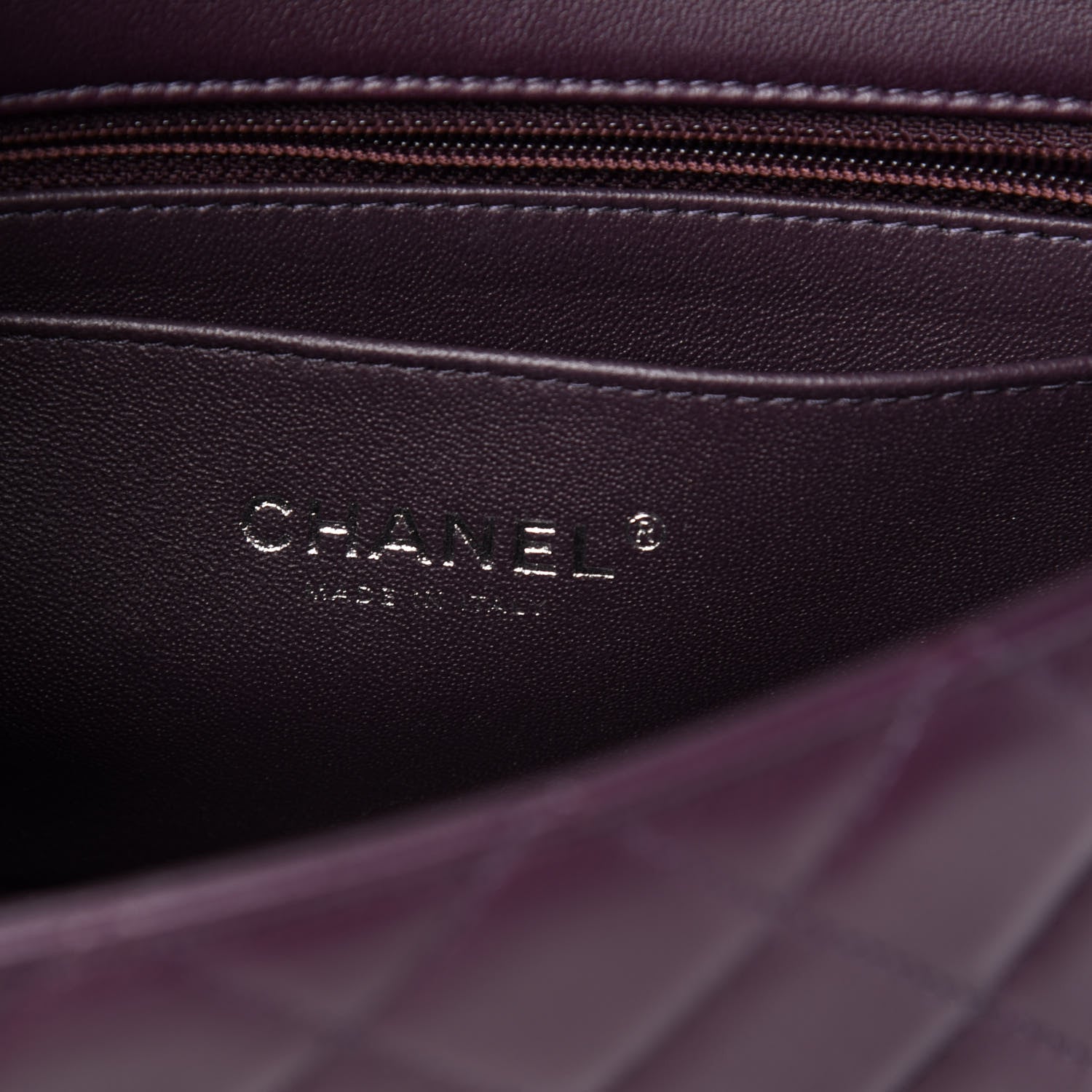 Chanel Lambskin Quilted Mini Rectangular Flap Dark Purple 6 of 10