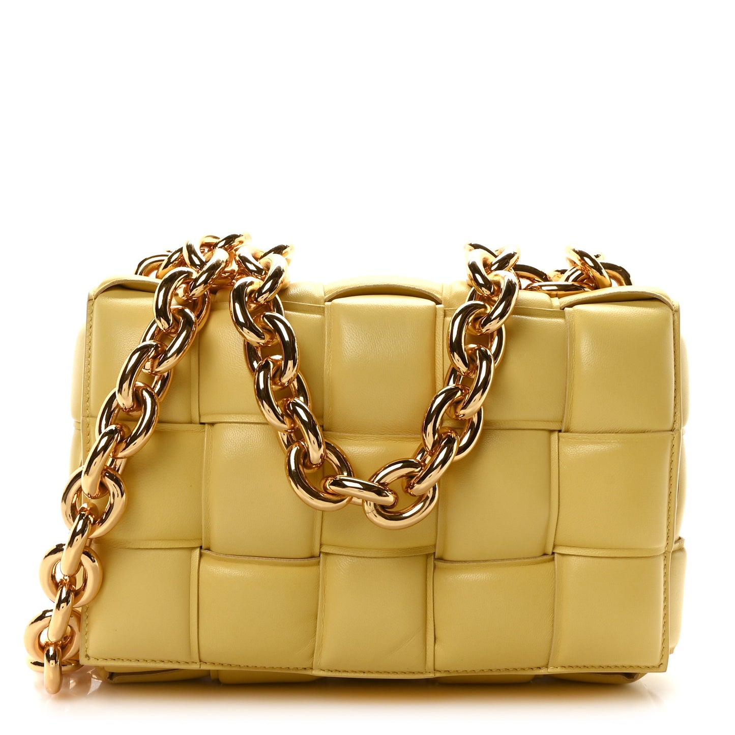 Lambskin Maxi Intreccio Padded Chain Cassette Crossbody Bag Corn