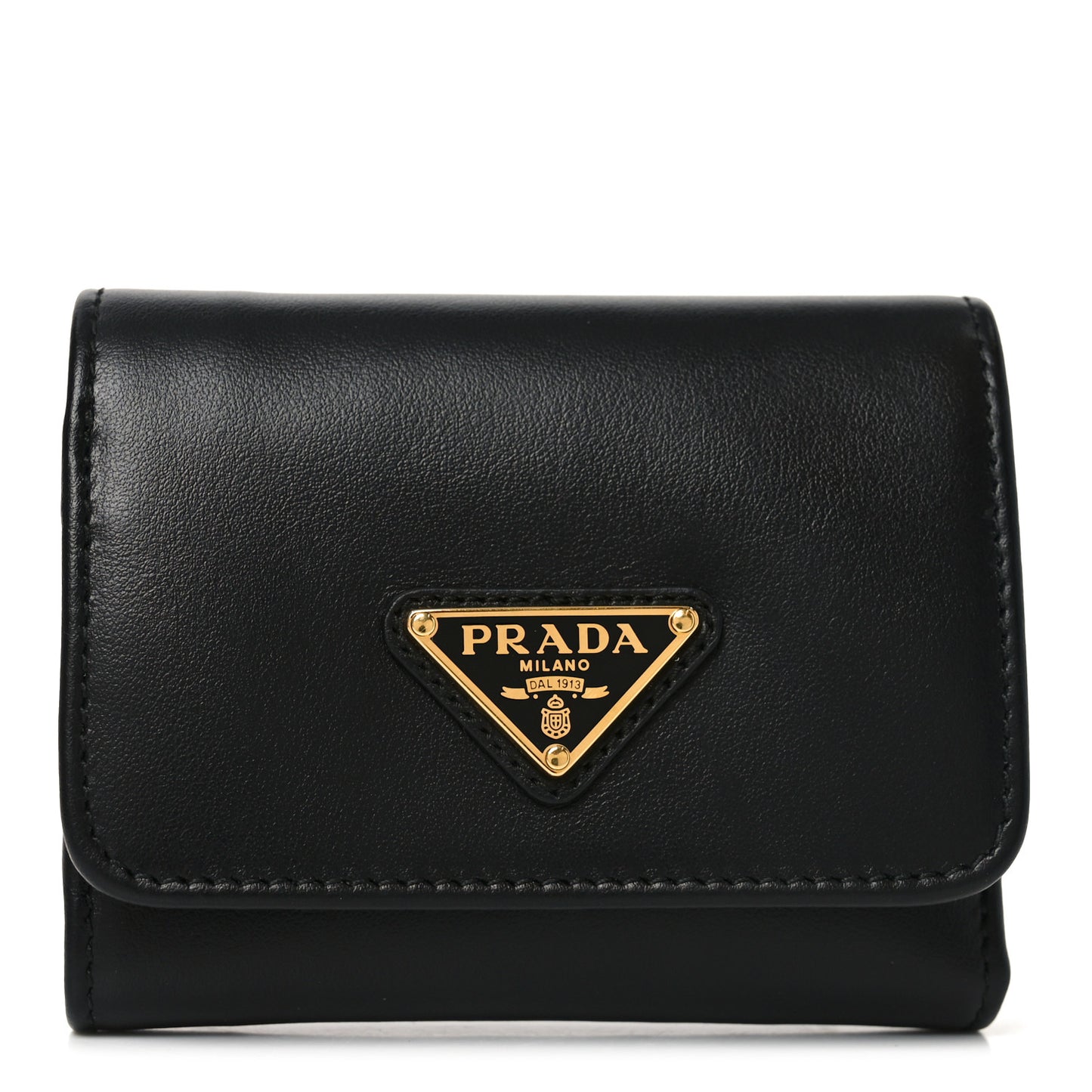 Metal Tri-Fold Compact Wallet Black