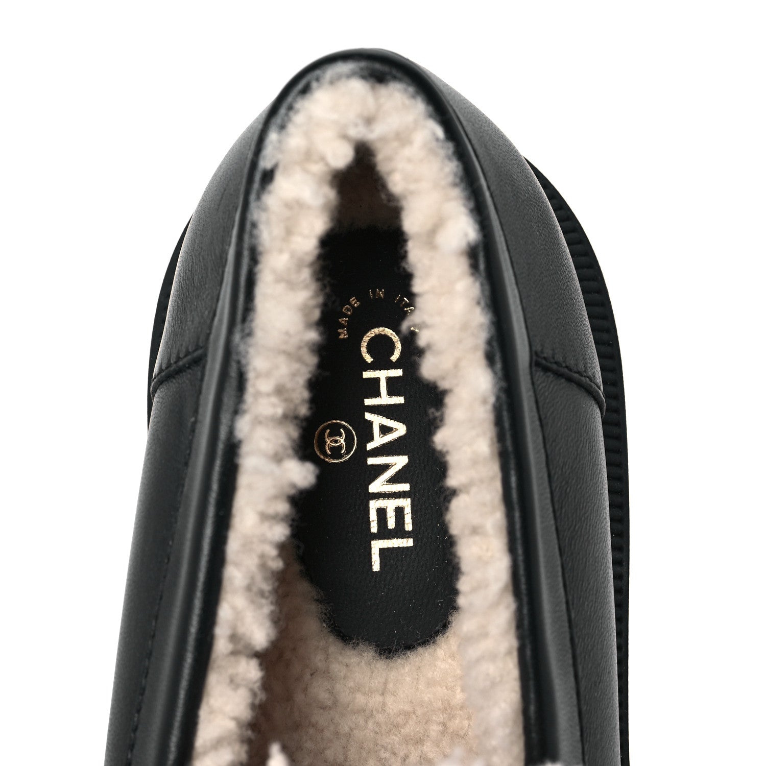 Chanel Lambskin Shearling Quilted CC Turnlock Loafers 40 Black 8 of 8