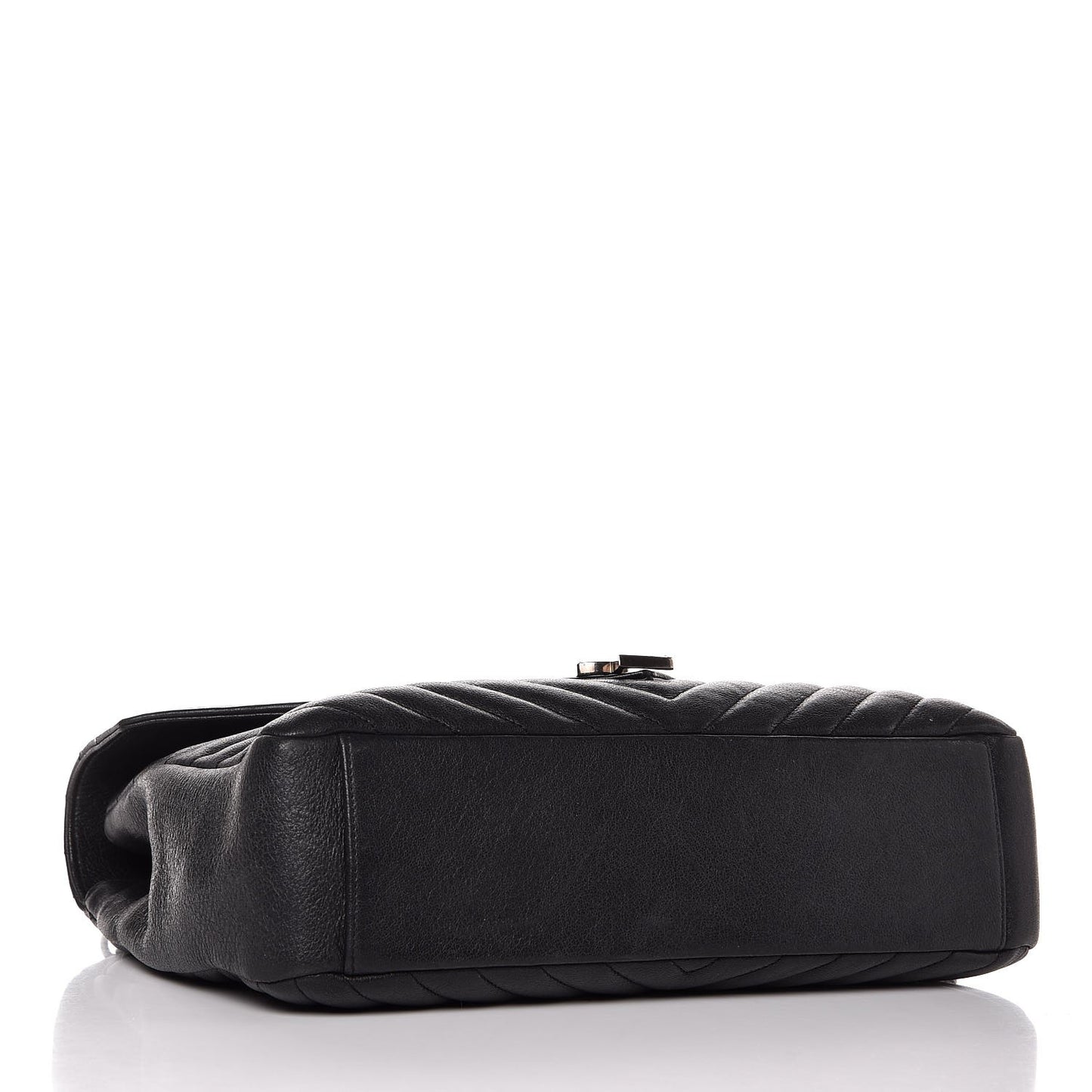 Sheepskin Matelasse Chevron Monogram Large College Satchel Black